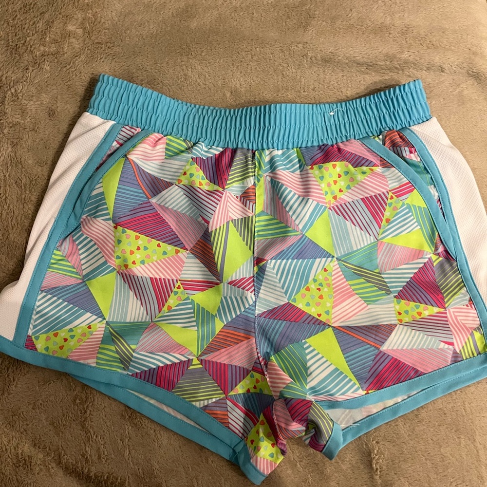 Active USA Colorful Geometric Athletic Shorts